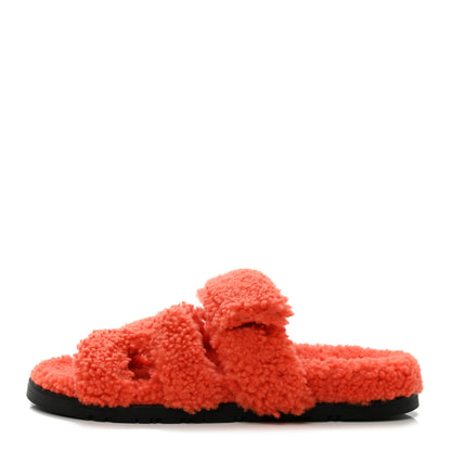 Hermes Woolskin Womens Chypre Sandals 38 Orange 1 of 8