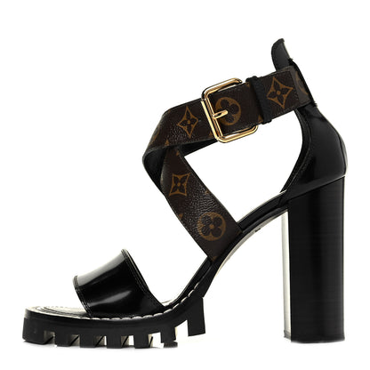 Louis Vuitton Glazed Calfskin Monogram Star Trail Sandals 41 Black 1 of 8