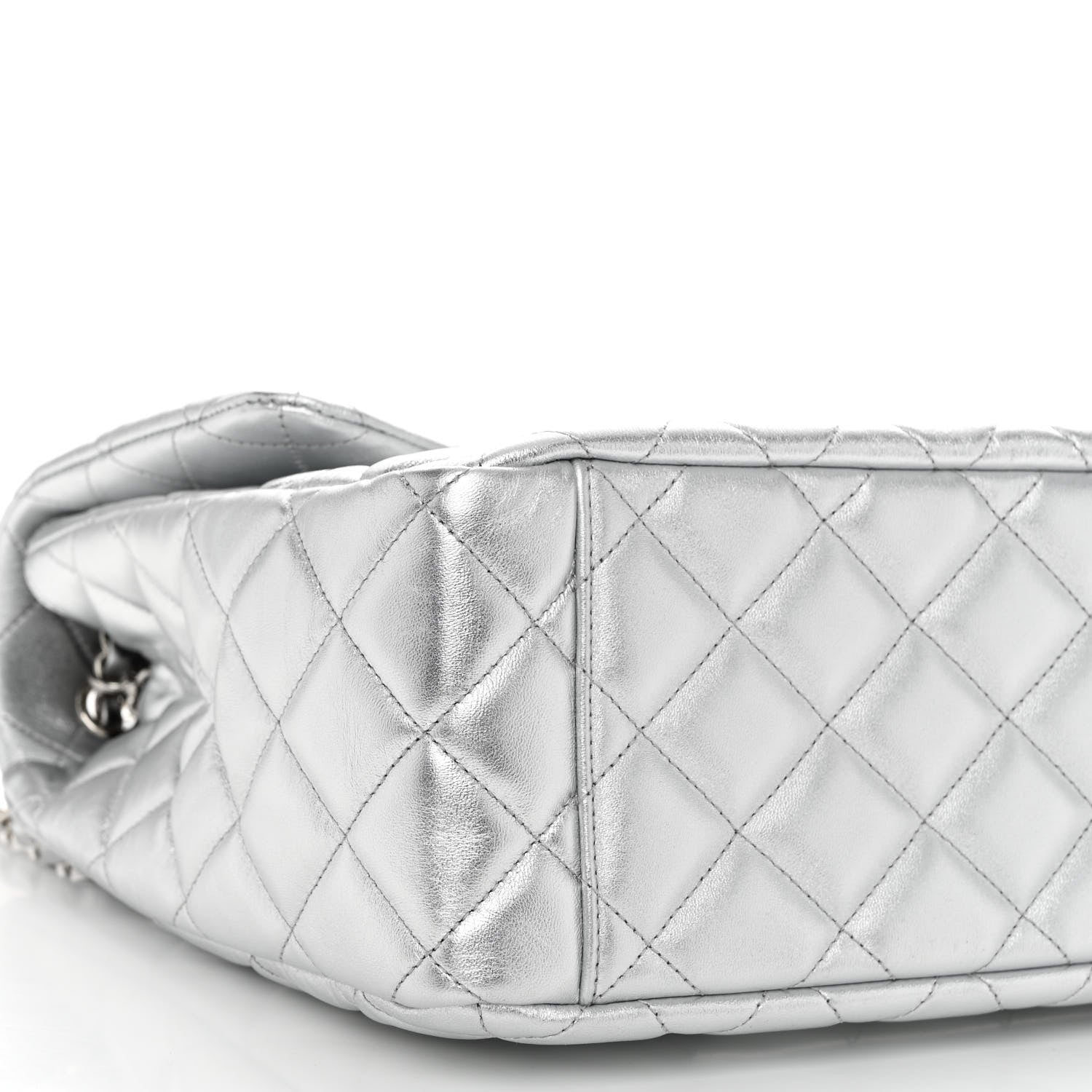 Chanel Metallic Lambskin Quilted XXL Travel Flap Bag Silver 9 of 11