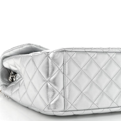 Chanel Metallic Lambskin Quilted XXL Travel Flap Bag Silver 9 of 11