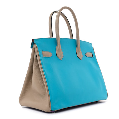 Hermes Chevre Horseshoe Birkin 30 Parme Bleu Azteque Etoupe 2 of 14