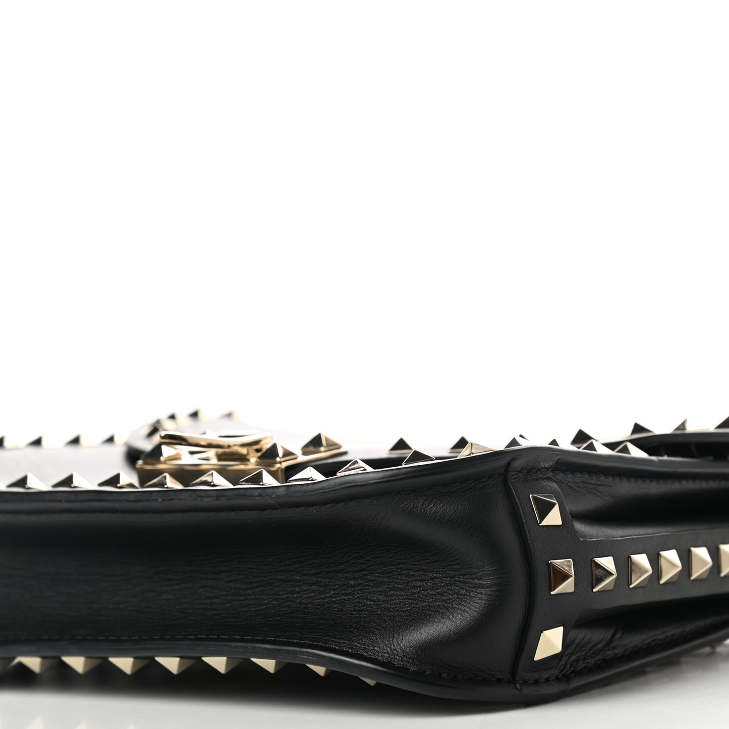 Vitello Rockstud Shoulder Flap Messenger Bag Black