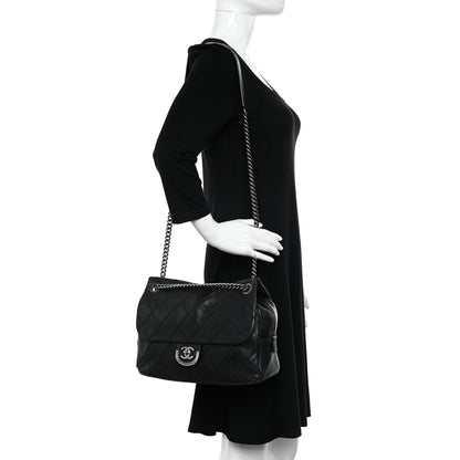 Chanel Calfskin Quilted Jumbo Coco Sporran Flap Black 2 of 11