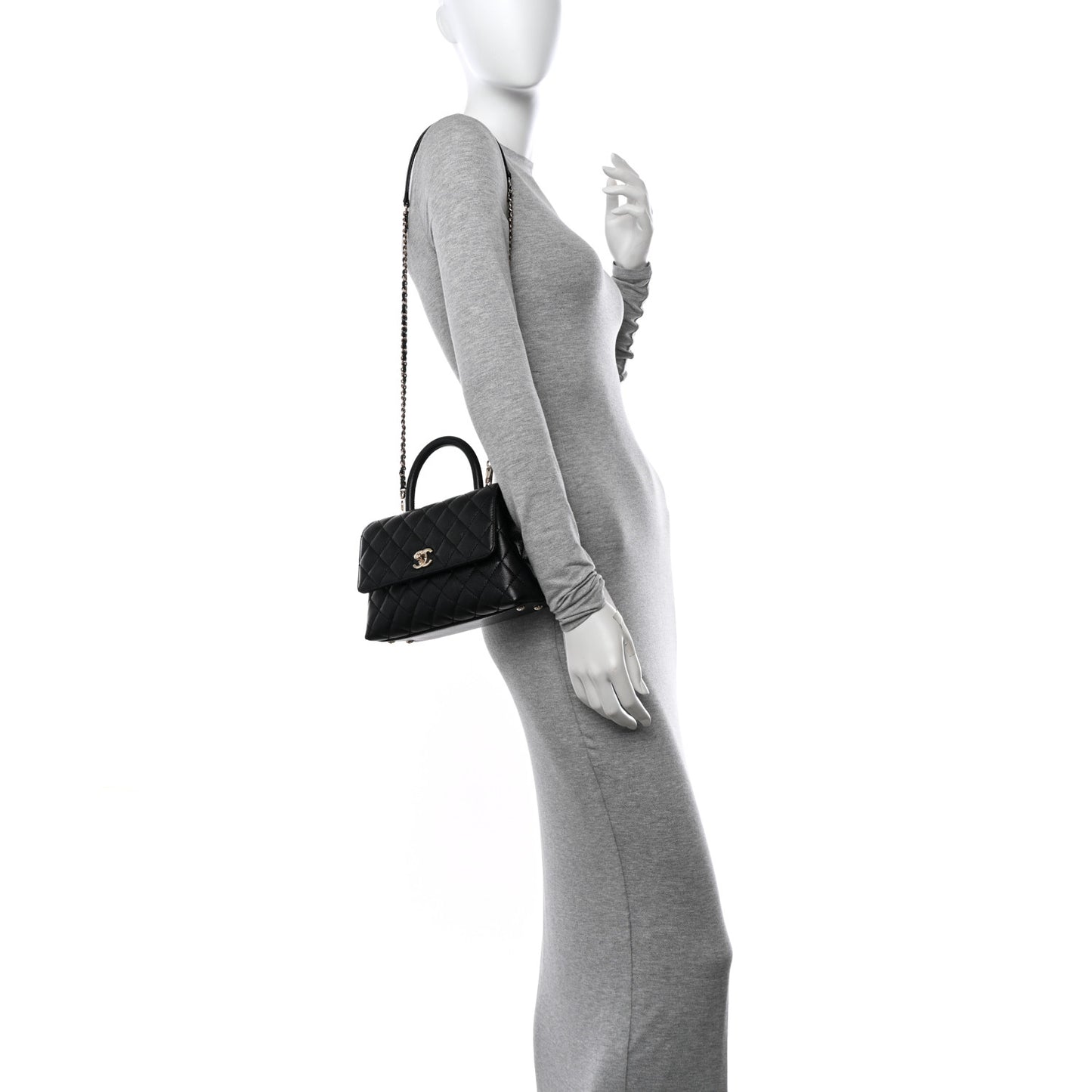 Caviar Quilted Mini Coco Handle Flap Black