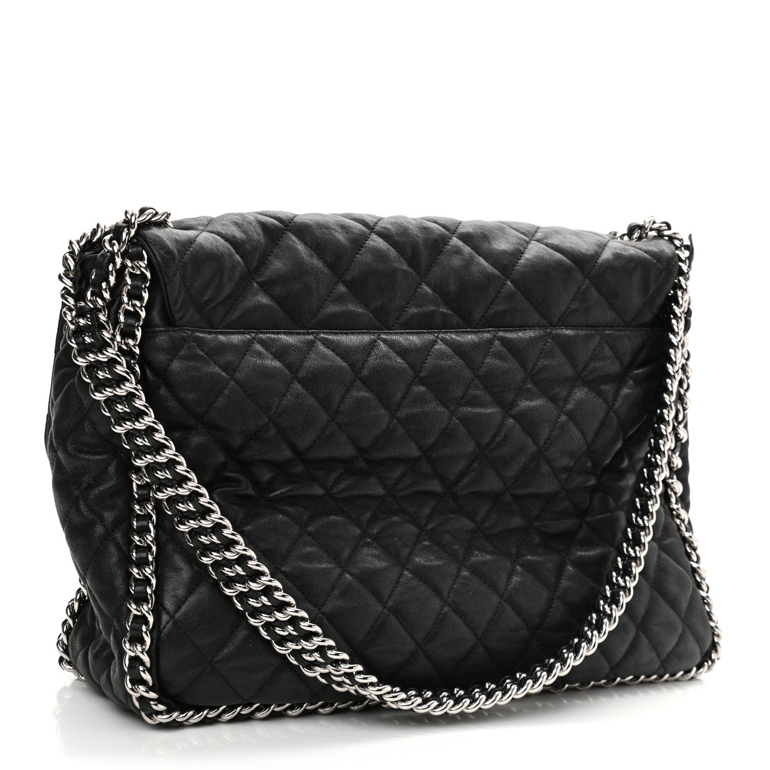 Chanel Washed Lambskin Quilted Maxi Chain Around Flap Black 3 of 14