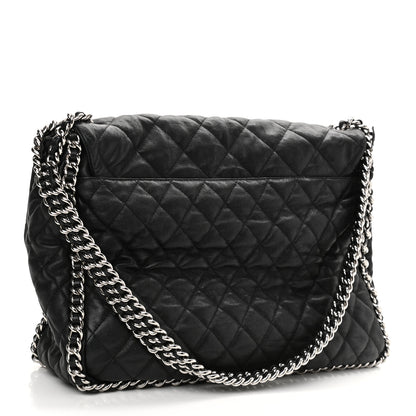 Chanel Washed Lambskin Quilted Maxi Chain Around Flap Black 3 of 14