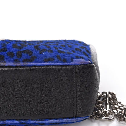 Saint Laurent Pony Hair Calfskin Monogram Leopard Print Medium Punk Chain Bag Blue 12 of 16