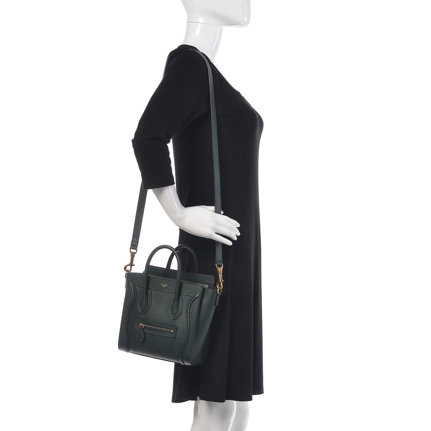 Celine Drummed Calfskin Nano Luggage Amazone 2 of 10