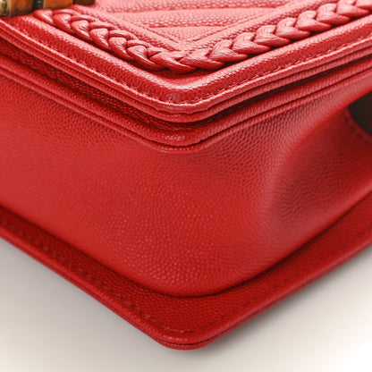 Chanel Caviar Chevron Quilted Braided Small Boy Flap Red 9 of 9
