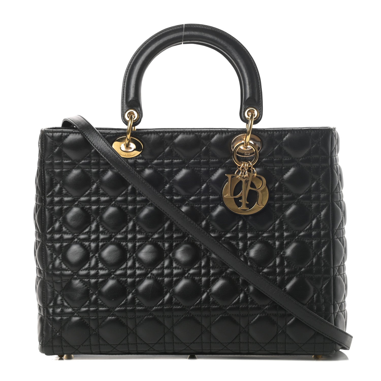 Christian Dior Lambskin Cannage Large Lady Dior Black 1 of 16
