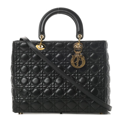 Christian Dior Lambskin Cannage Large Lady Dior Black 1 of 16