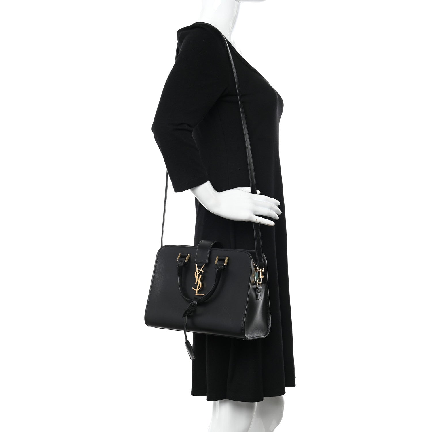 Saint Laurent Calfskin Monogram Baby Cabas Black 2 of 15