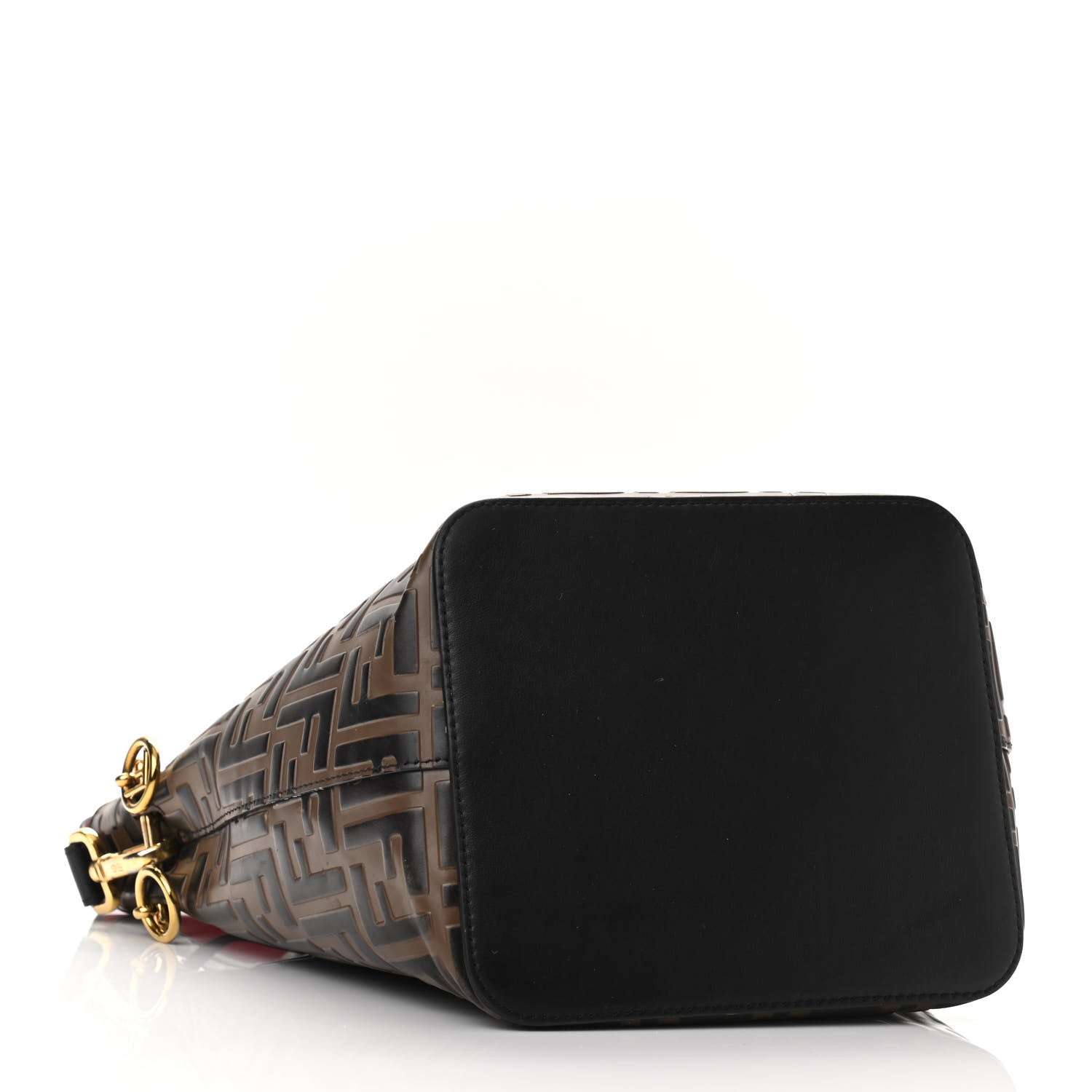 Fendi Vitello Grace F is Fendi Bi-Color FF 1974 Embossed Grande Mon Tresor Bucket Bag Maya Black Fragola 4 of 14