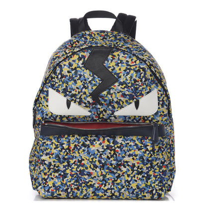 Fendi Nylon Vitello Elite Flamingo Granite Lightning Monster Eyes Backpack Multicolor Lavagna 1 of 9