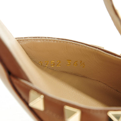 Valentino Garavani Pebbled Calfskin Rockstud Ankle Strap 65mm Pumps 36.5 Deep Cuir 8 of 9