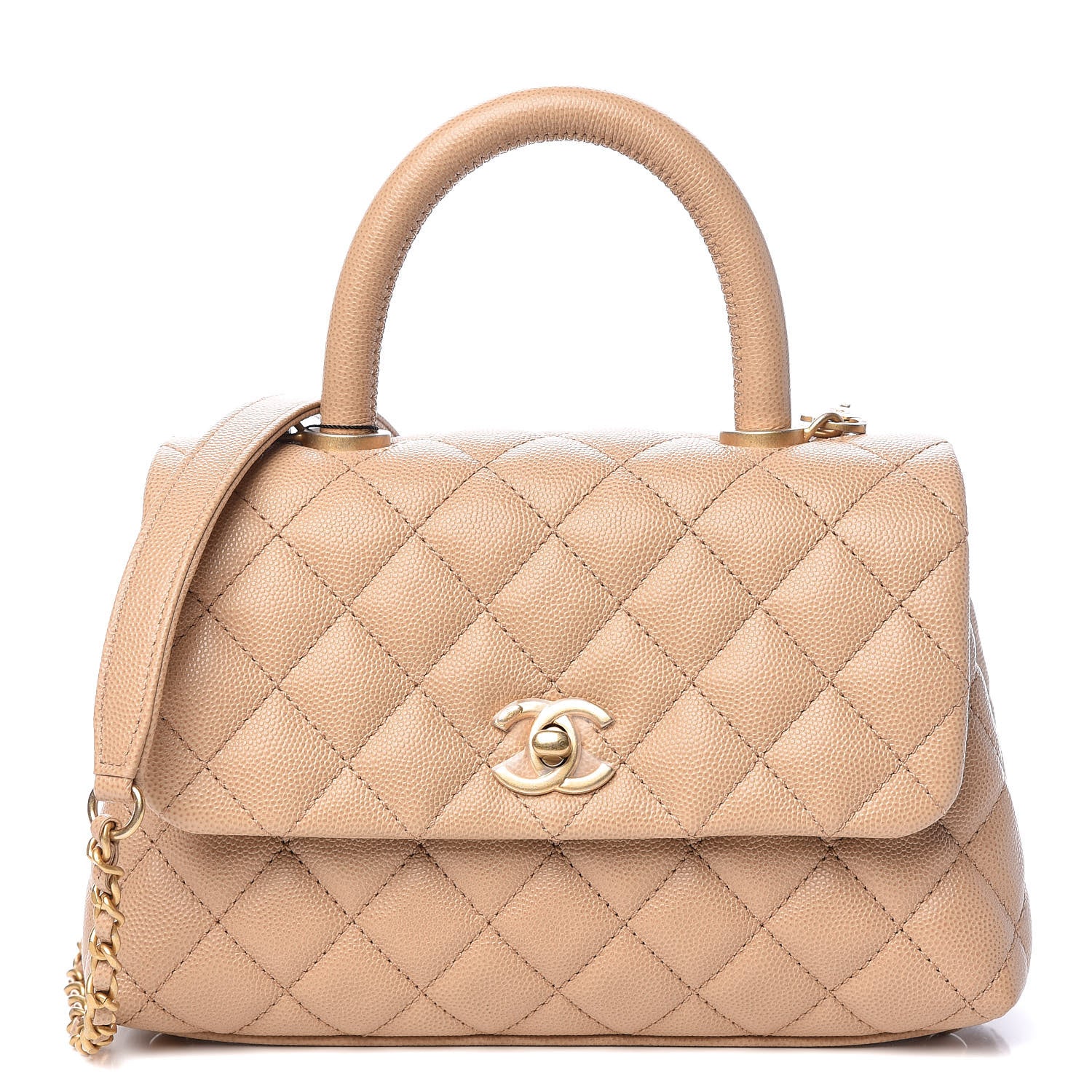 Chanel Caviar Quilted Mini Coco Handle Flap Beige 1 of 11