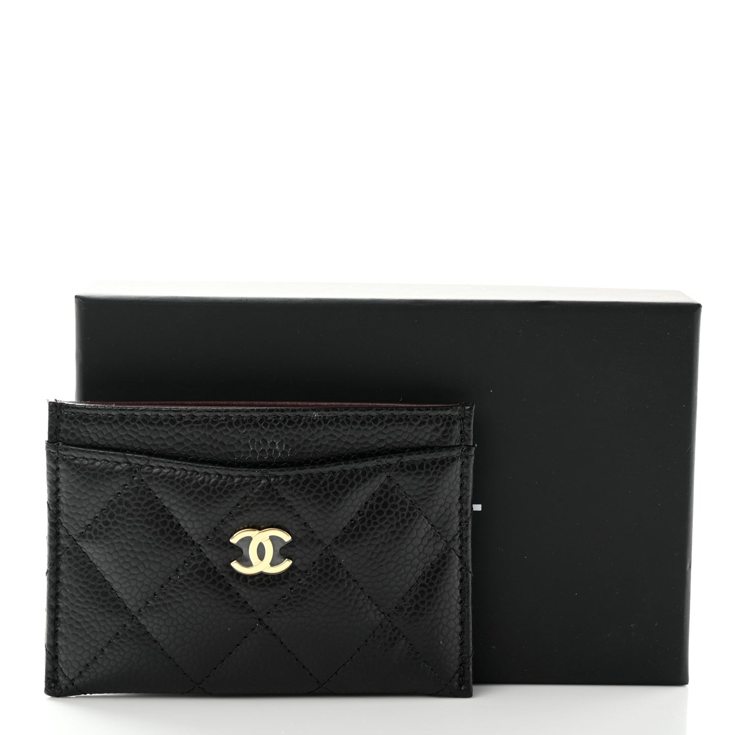 Caviar Quilted Card Holder Black