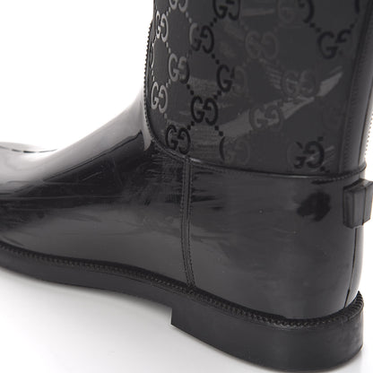 Gucci Rubber Monogram Knee High Rain Boots 37 Black 10 of 12