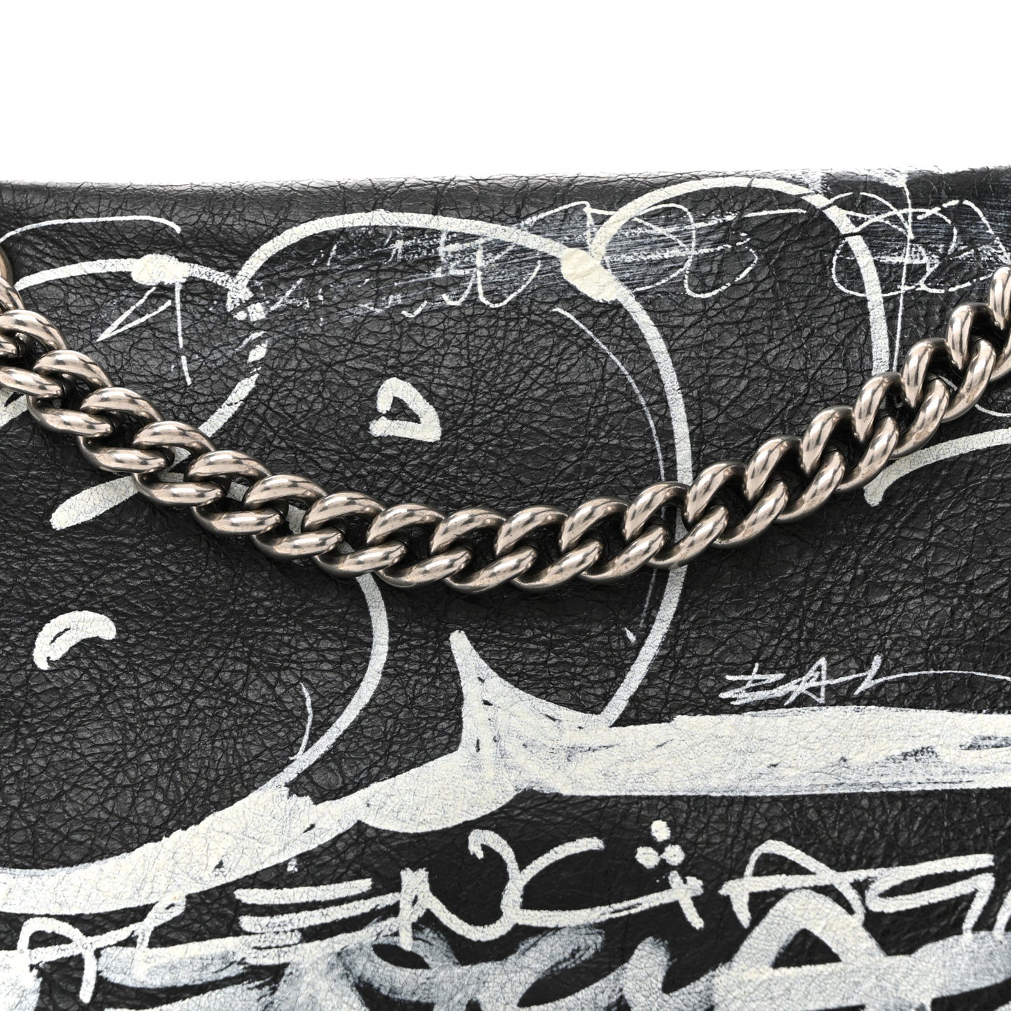 Agneau Arena Graffiti Medium Crush Chain Bag Black White