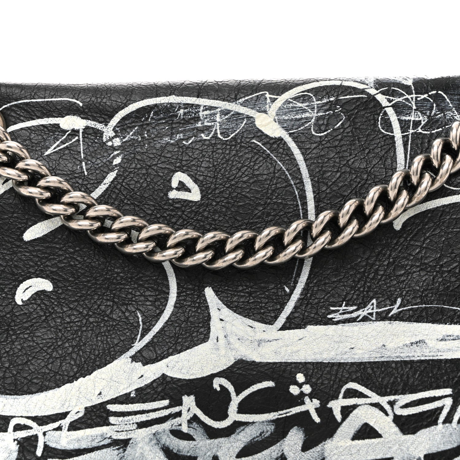 Balenciaga Agneau Arena Graffiti Medium Crush Chain Bag Black White 8 of 11