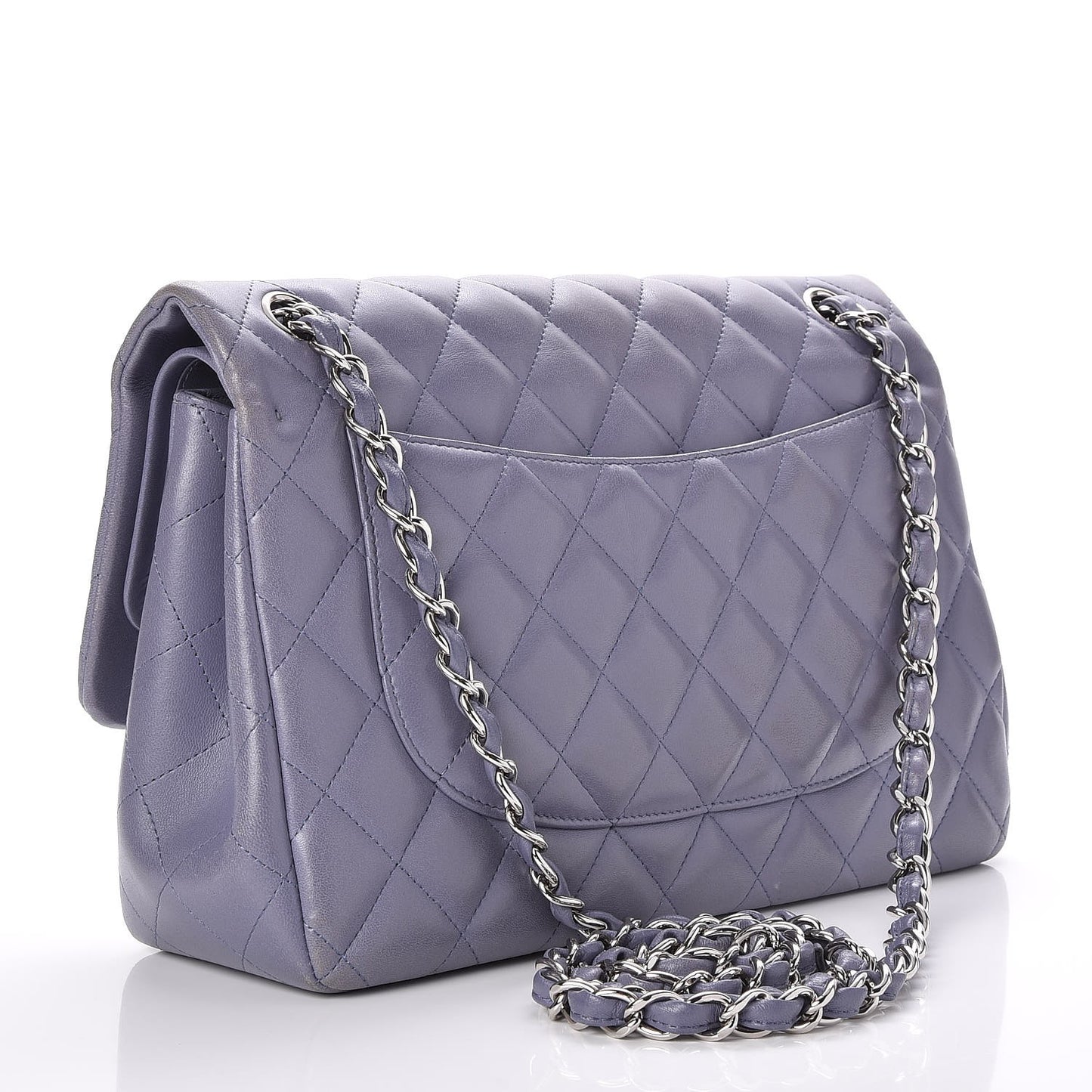 Lambskin Quilted Jumbo Double Flap Purple