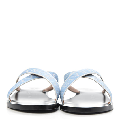 Givenchy Grosgrain Cross Logo Ankle Strap Sandals 37.5 Blue White 2 of 9