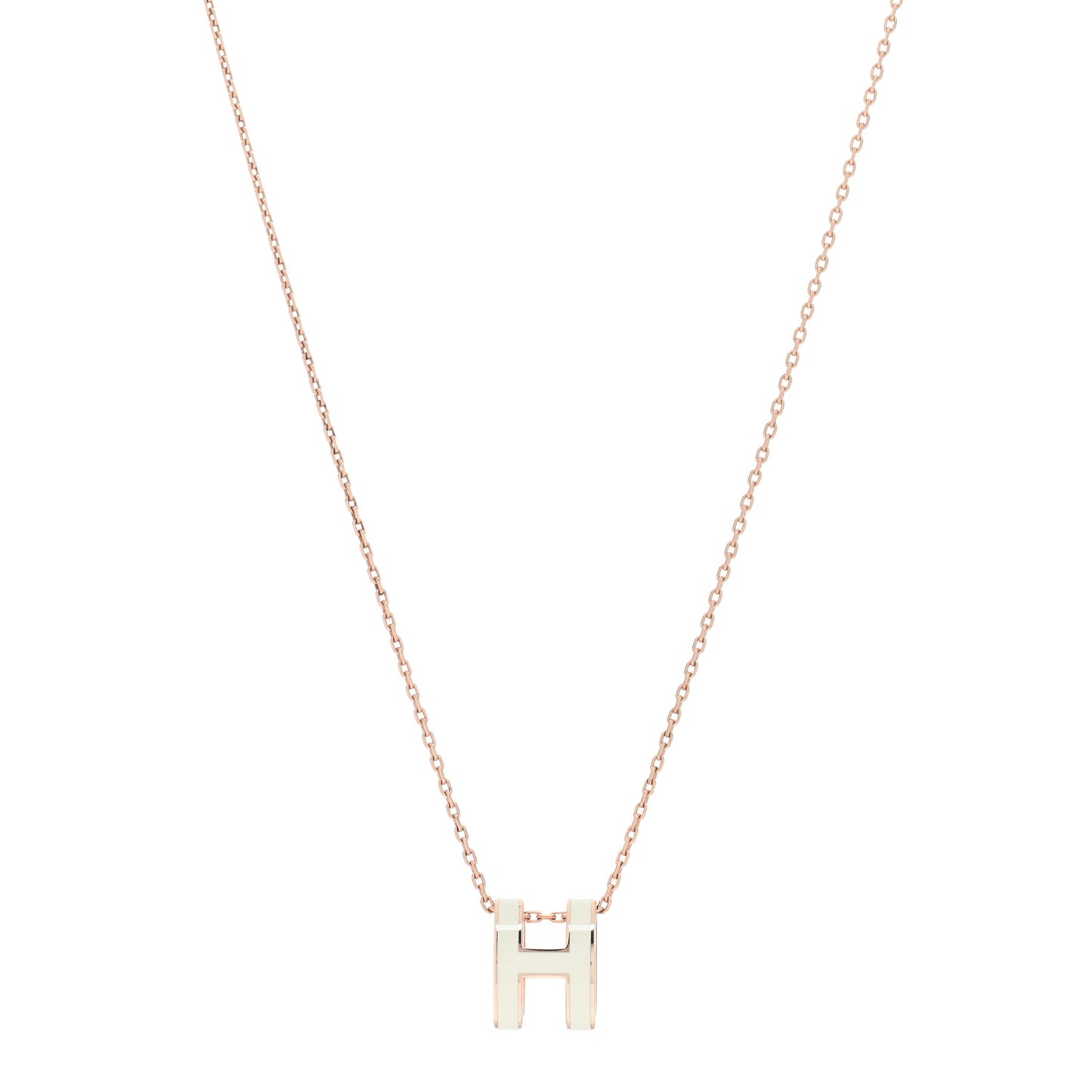 Lacquered Rose Gold Pop H Pendant Necklace White