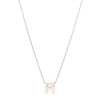 Hermes Lacquered Rose Gold Pop H Pendant Necklace White 1 of 5