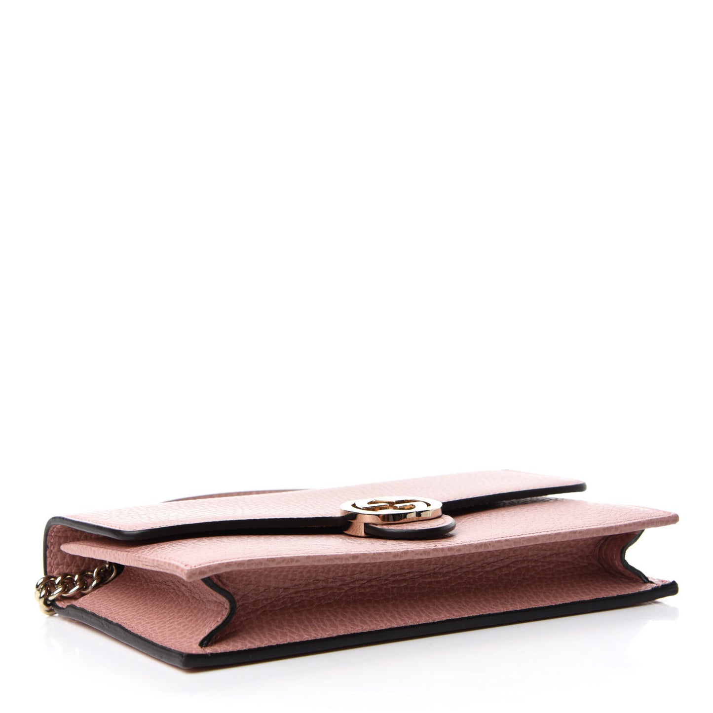Dollar Calfskin Interlocking G Chain Wallet Soft Pink