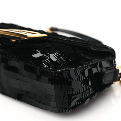 Fendi Sequin Paillettes Vitello Grace Sex and the City Mini Baguette Black 10 of 12
