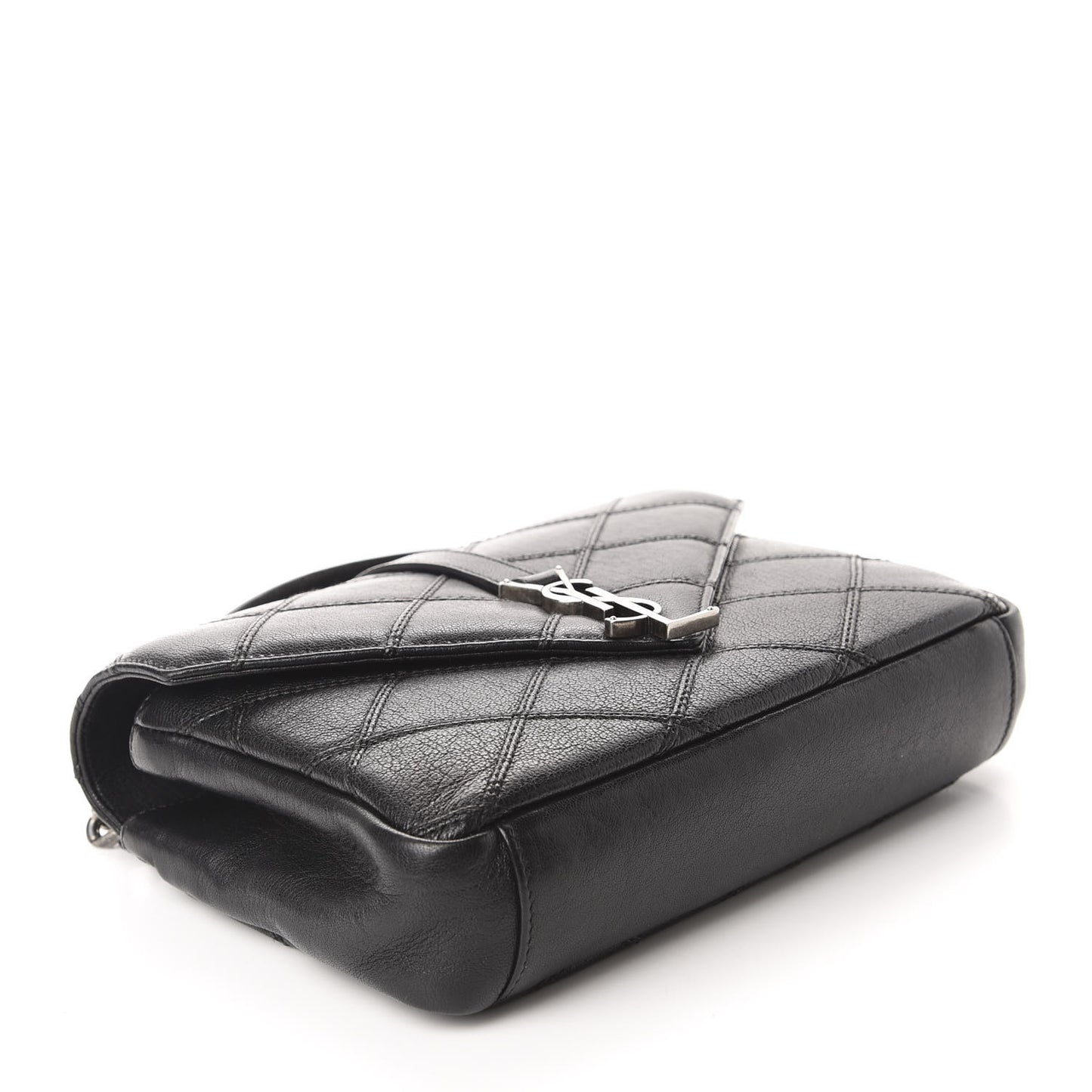Calfskin Matelasse Diamond Quilted Monogram Medium College Bag Black