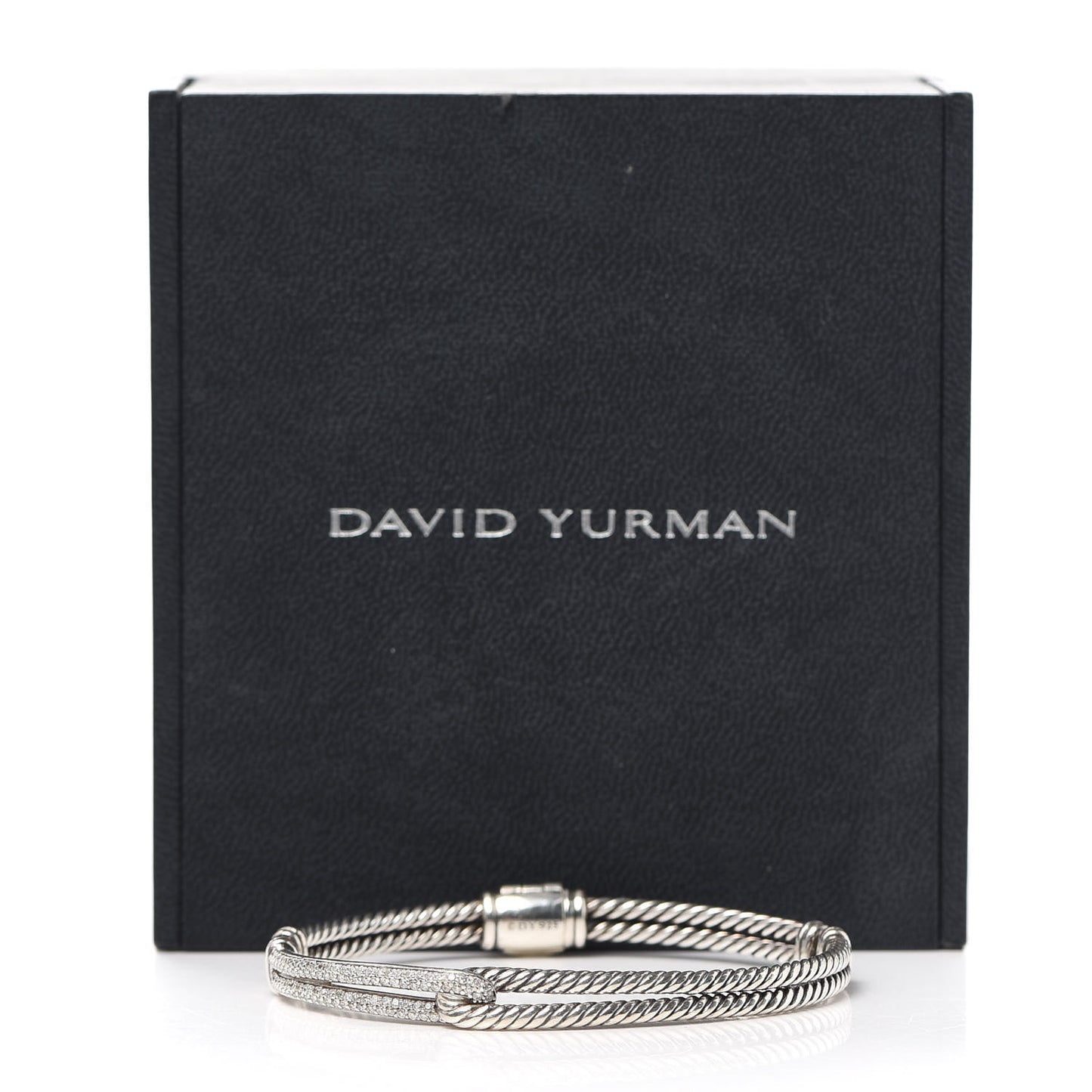 Sterling Silver Diamond 7mm Petite Pave Single Loop Labyrinth Bracelet