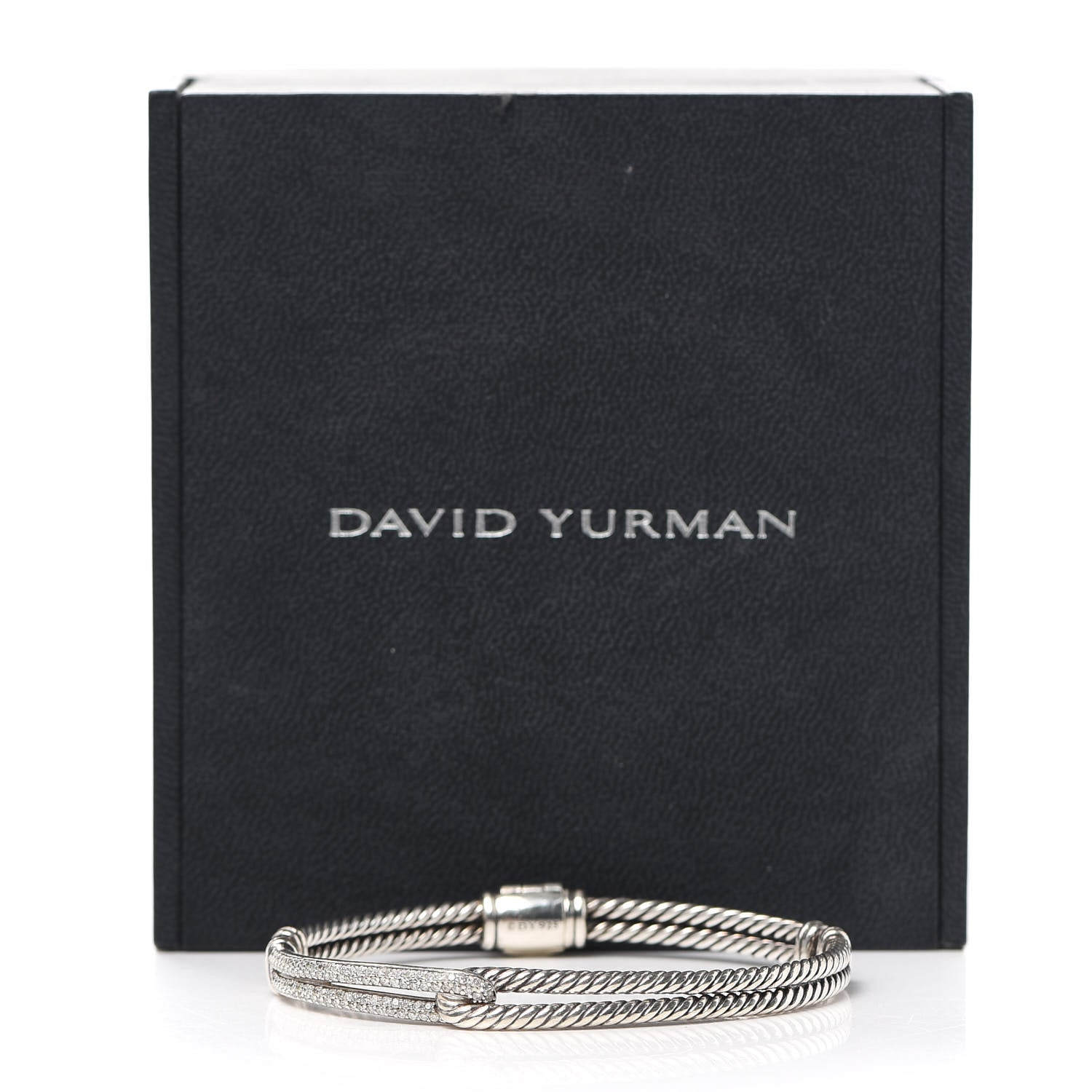 David Yurman Sterling Silver Diamond 7mm Petite Pave Single Loop Labyrinth Bracelet 6 of 6