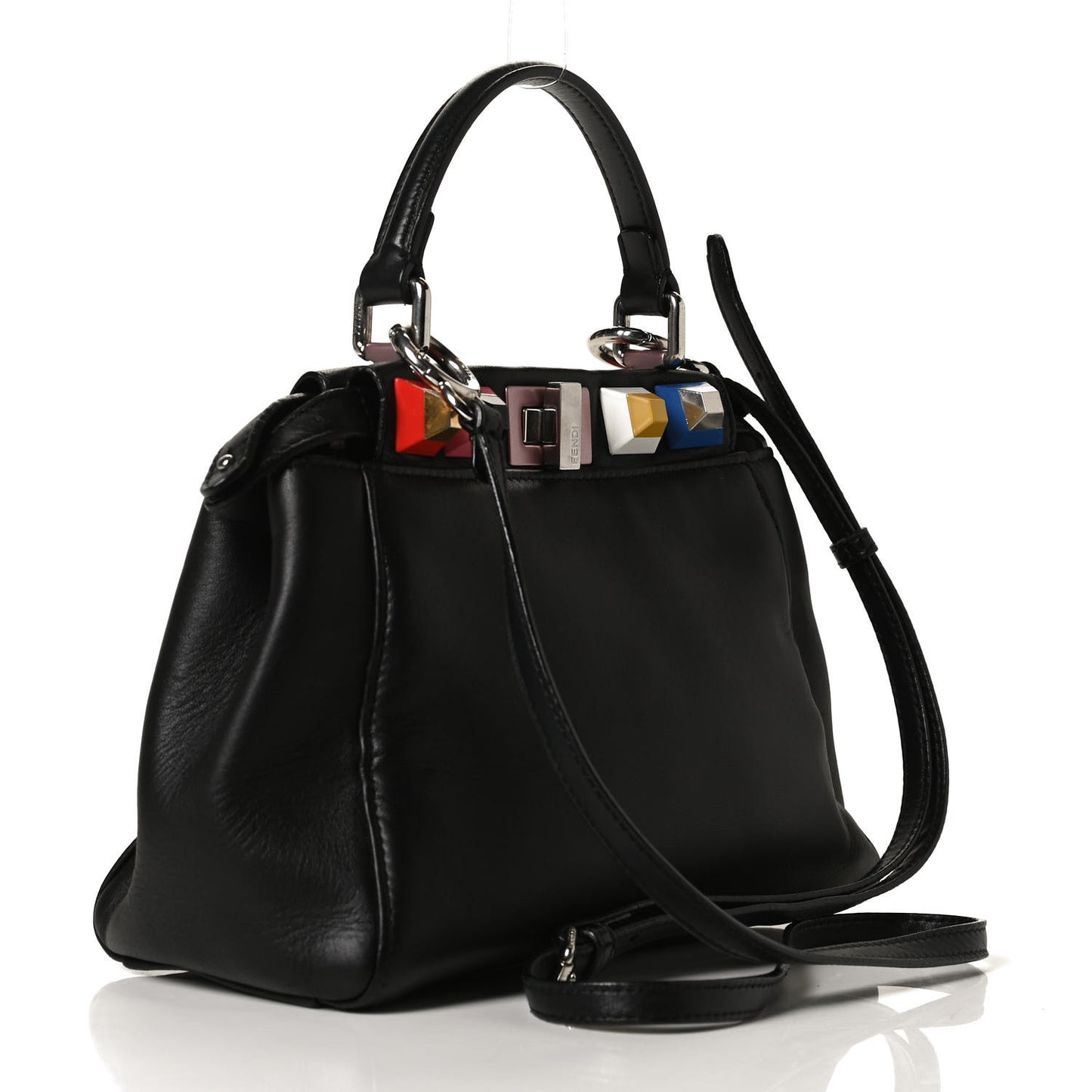 Nappa Studded Mini Peekaboo Iconic Satchel Black Multicolor
