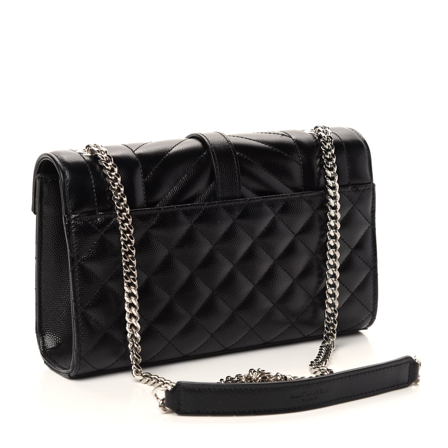 Saint Laurent Grain De Poudre Textured Mixed Matelasse Triquilt Small Monogram Satchel Black 3 of 10