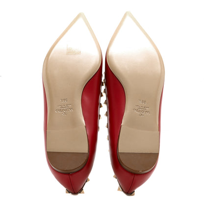 Valentino Garavani Calfskin Nappa Rockstud Ballerina Flats 38.5 Rosso Valentino Poudre 5 of 12