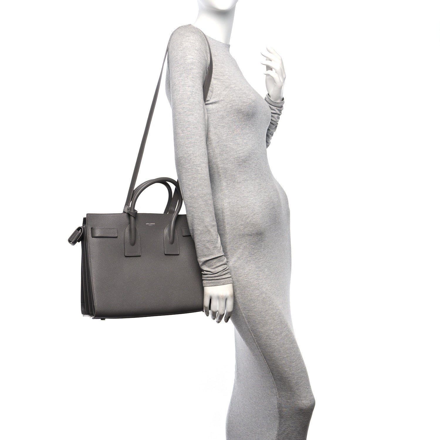 Saint Laurent Grained Calfskin Small Sac De Jour Fog 2 of 10