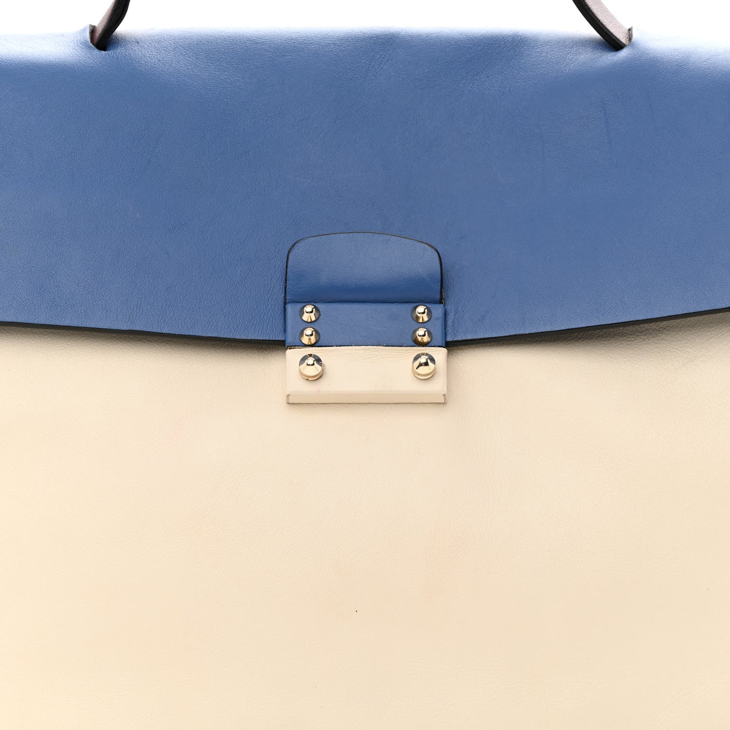 Valentino Garavani Calfskin Colorblock Single Handle Satchel Cream Blue Burgundy 8 of 14