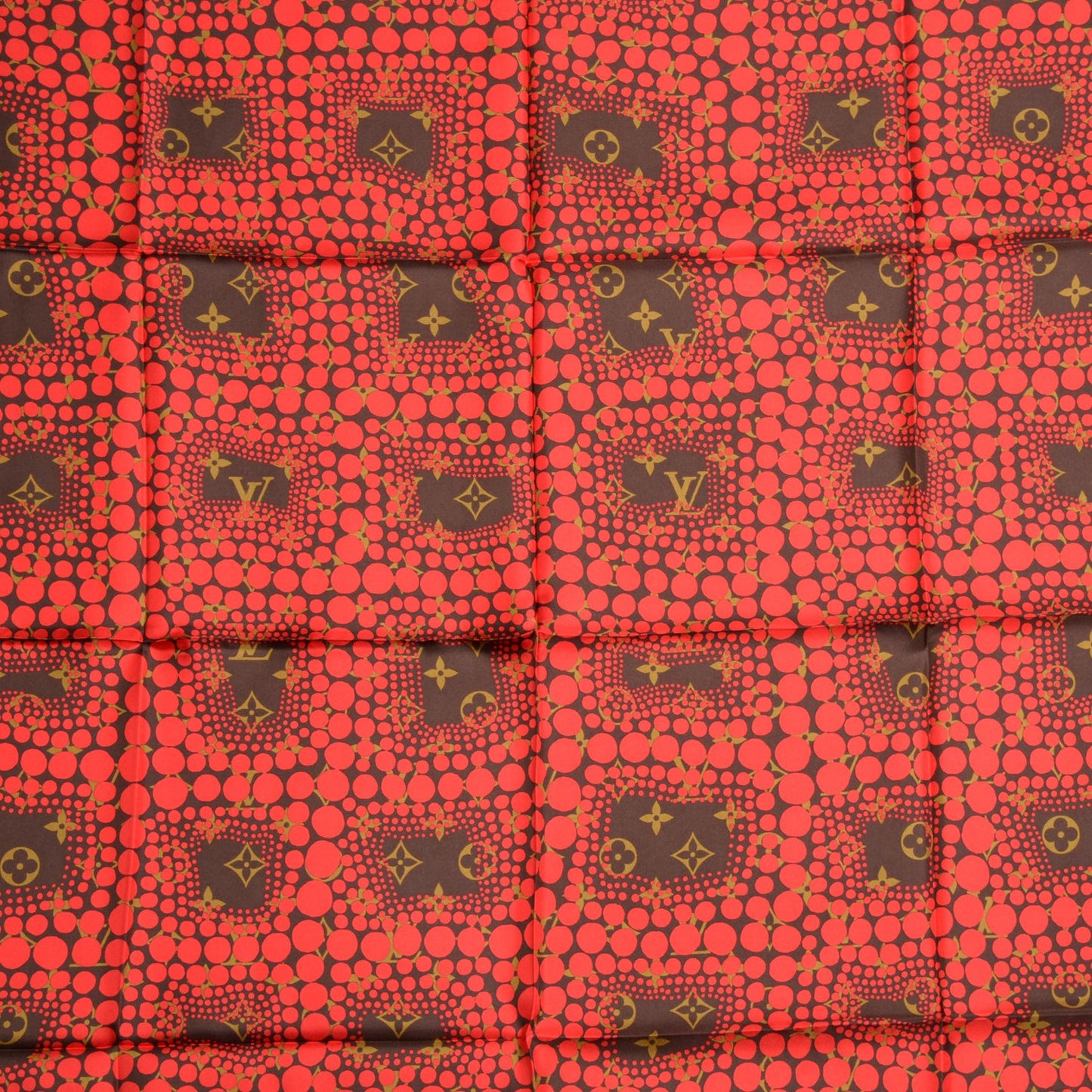 Silk Monogram Kusama Town Square Scarf Red