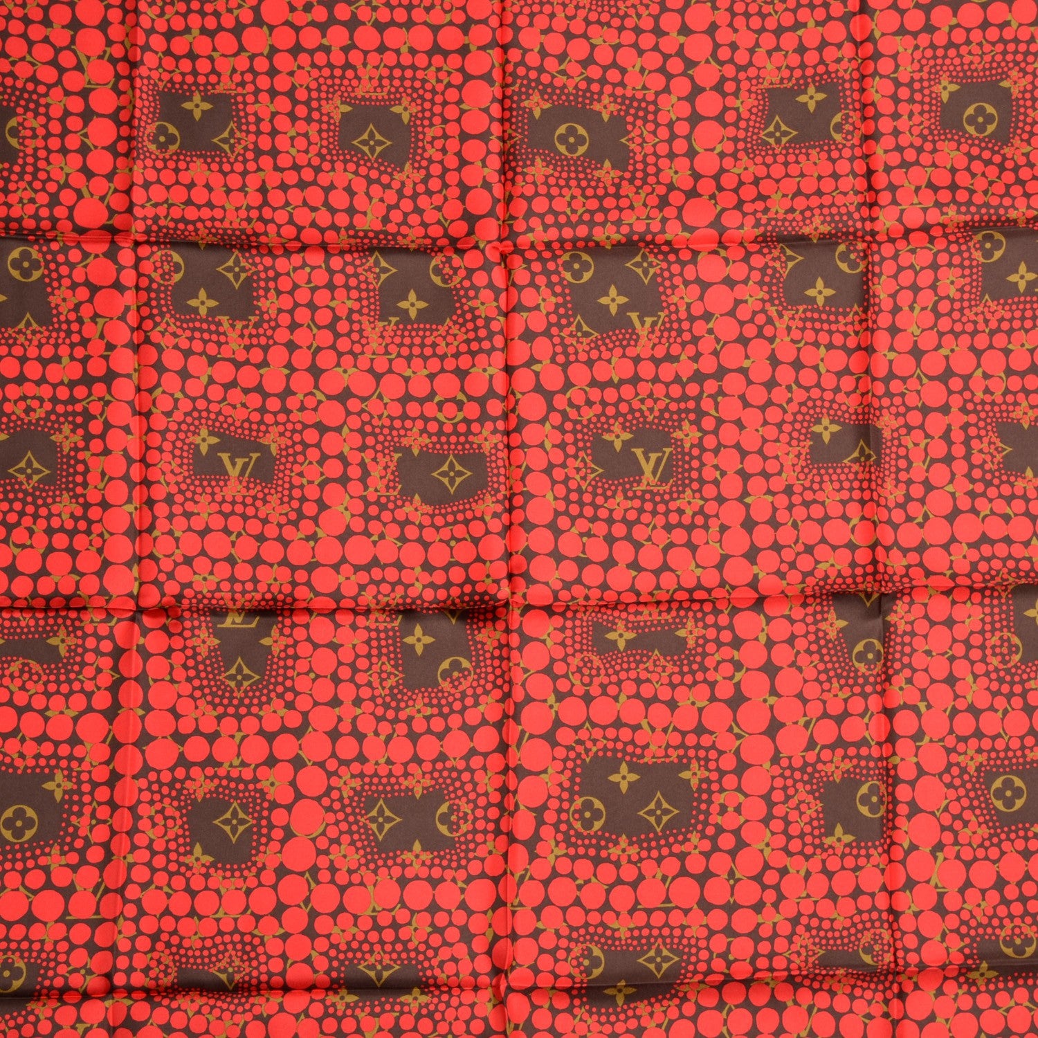 Louis Vuitton Silk Monogram Kusama Town Square Scarf Red 1 of 5