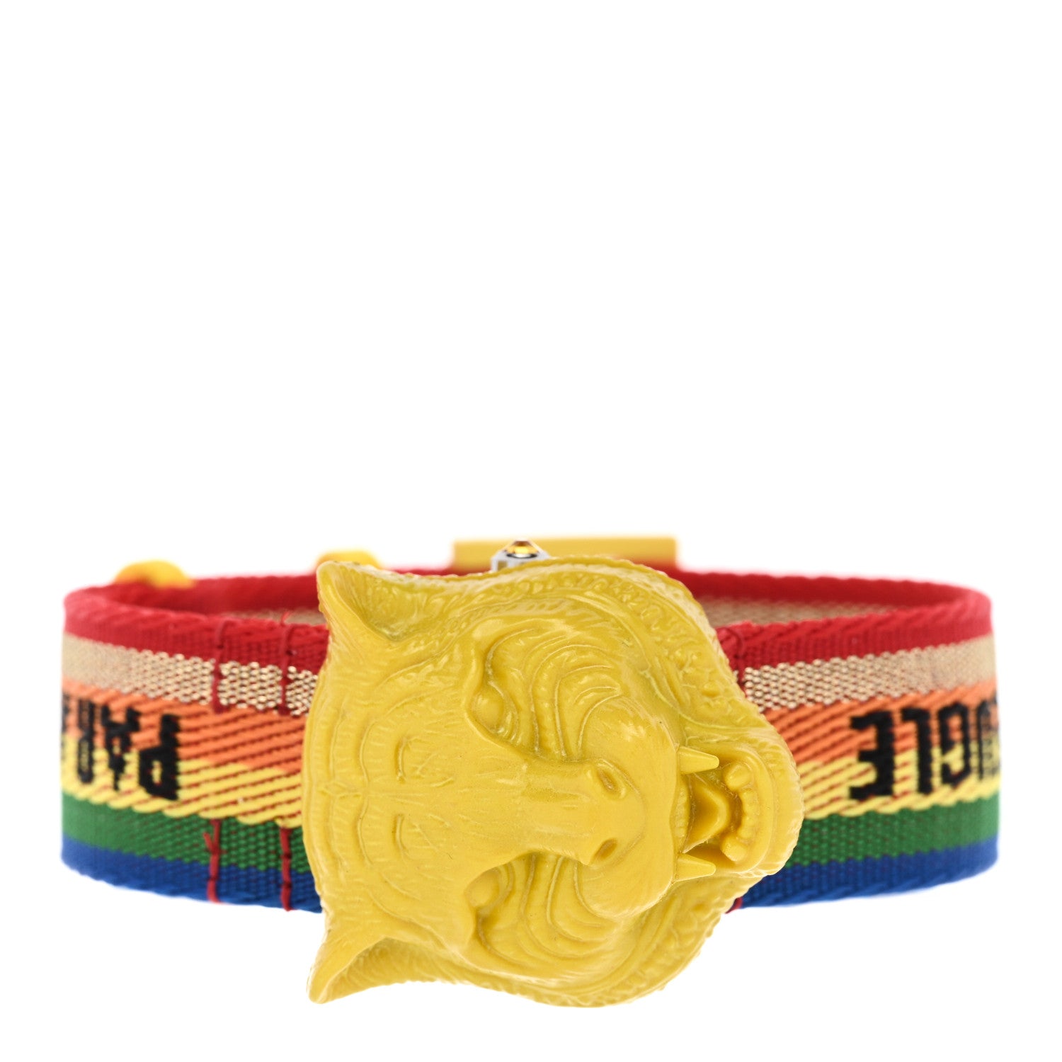 Gucci Stainless Steel Nylon 32mm Le Marche Des Merveilles Tiger Quartz Watch Yellow 3 of 6