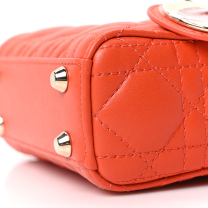 Christian Dior Lambskin Cannage Micro Lady Dior Orange 10 of 10