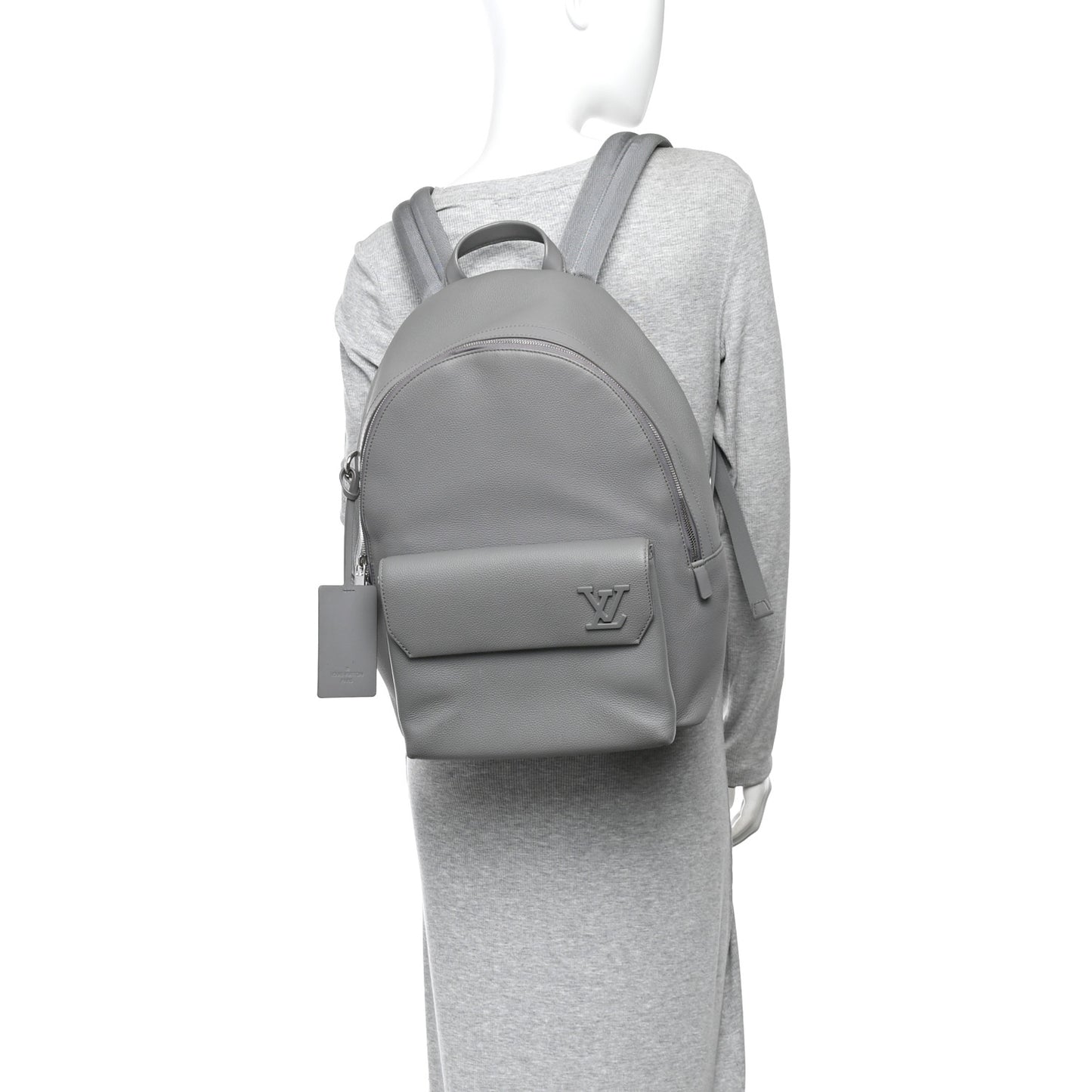 Grained Calfskin Aerogram Takeoff Backpack Grey