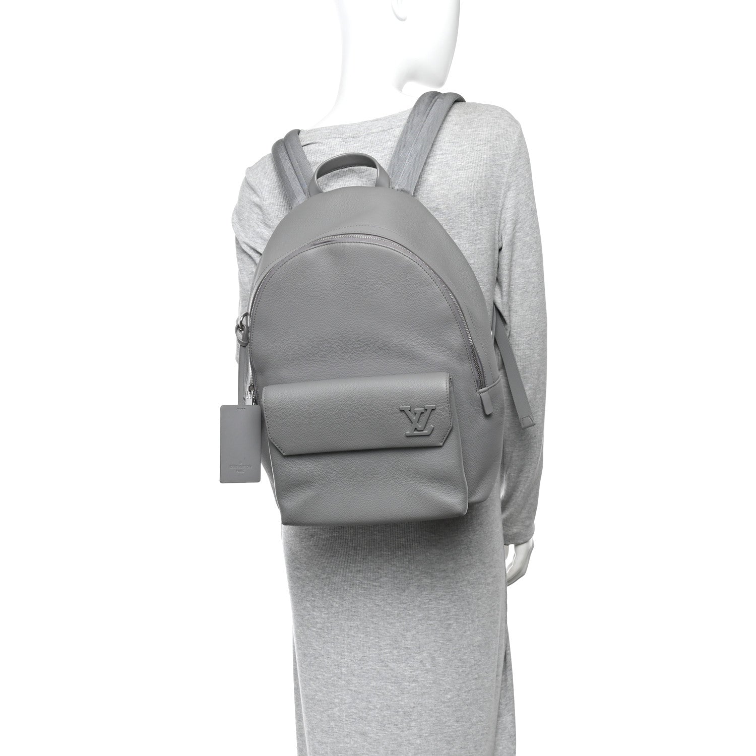 Louis Vuitton Grained Calfskin Aerogram Takeoff Backpack Grey 2 of 10