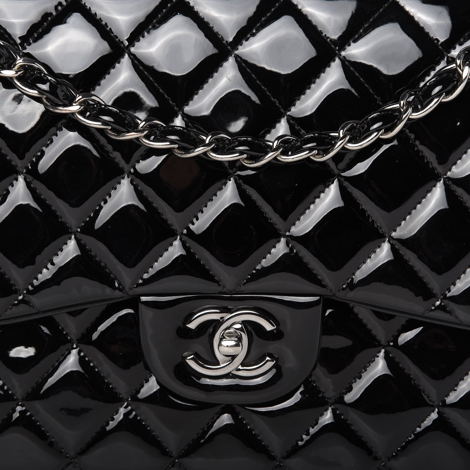 Chanel Patent Quilted Jumbo Double Flap Black 10 of 10