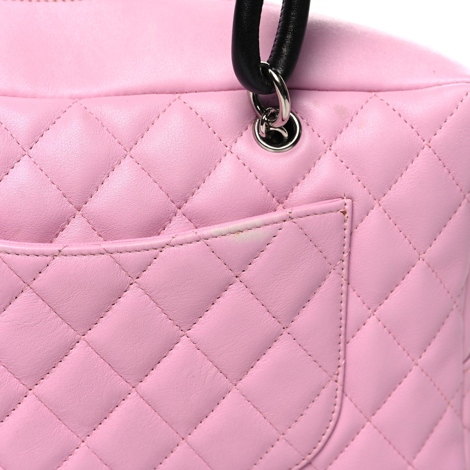 Chanel Calfskin Quilted Large Cambon Bowler Pink Black Pink Black 15 of 15