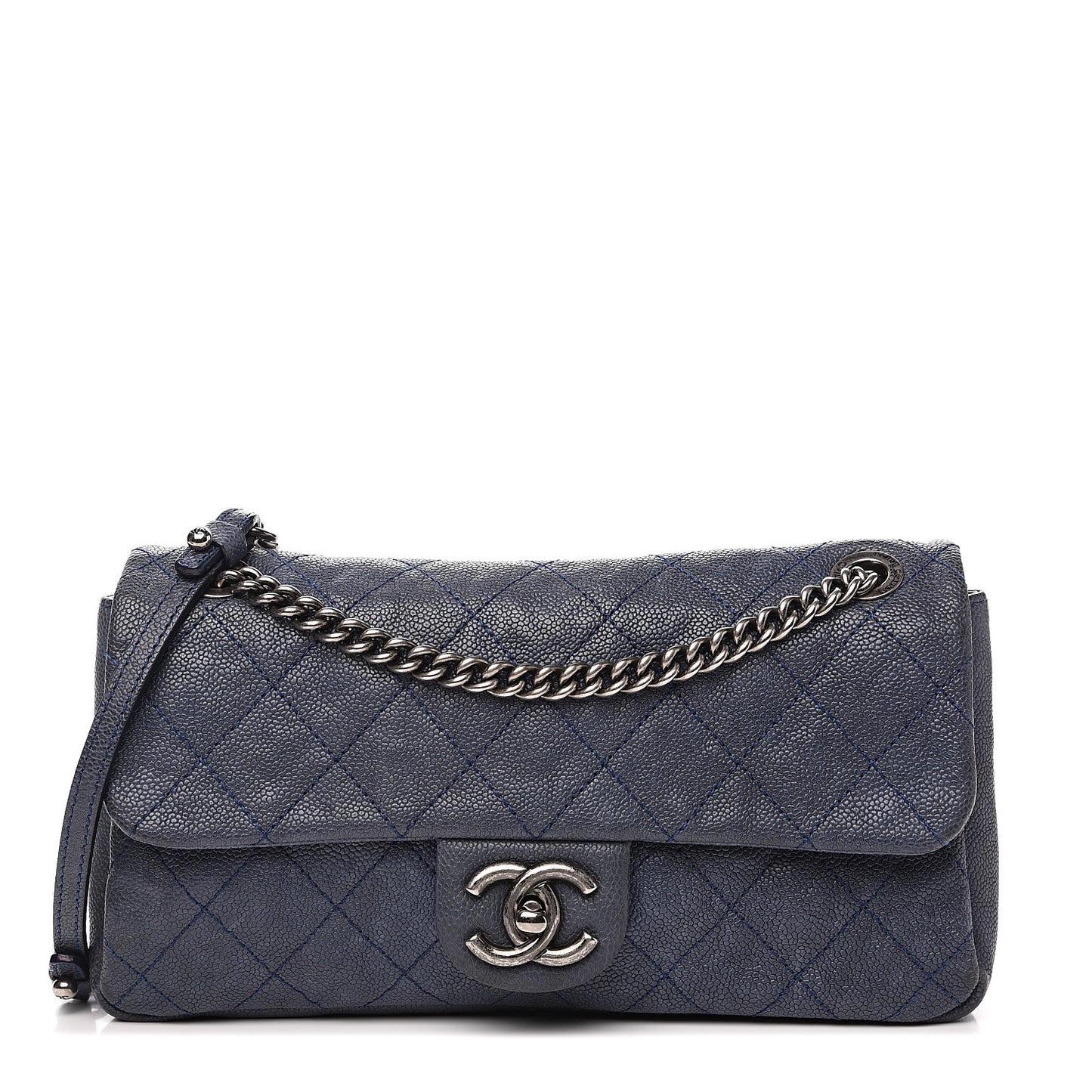 Caviar Quilted Medium Simply CC Flap Blue