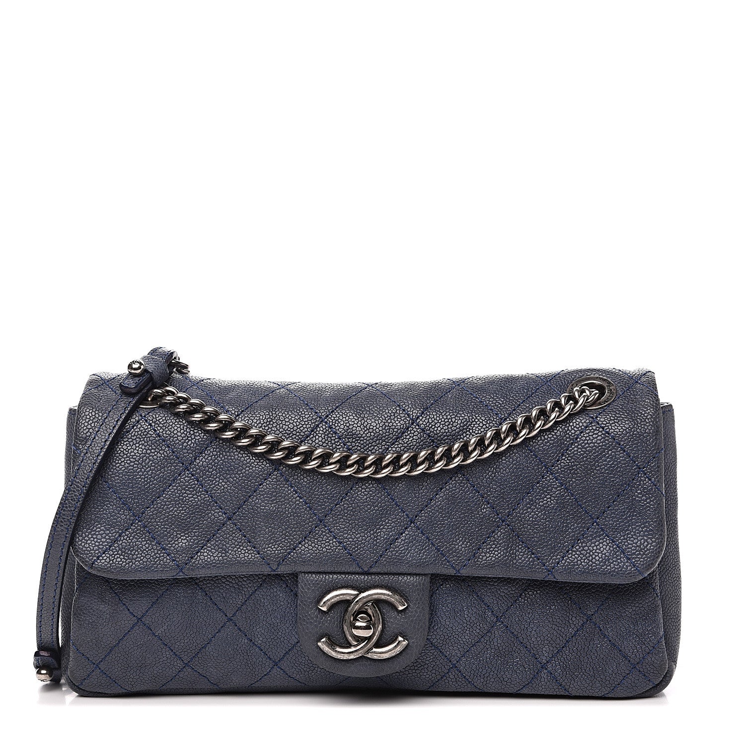 Chanel Caviar Quilted Medium Simply CC Flap Blue 1 of 14