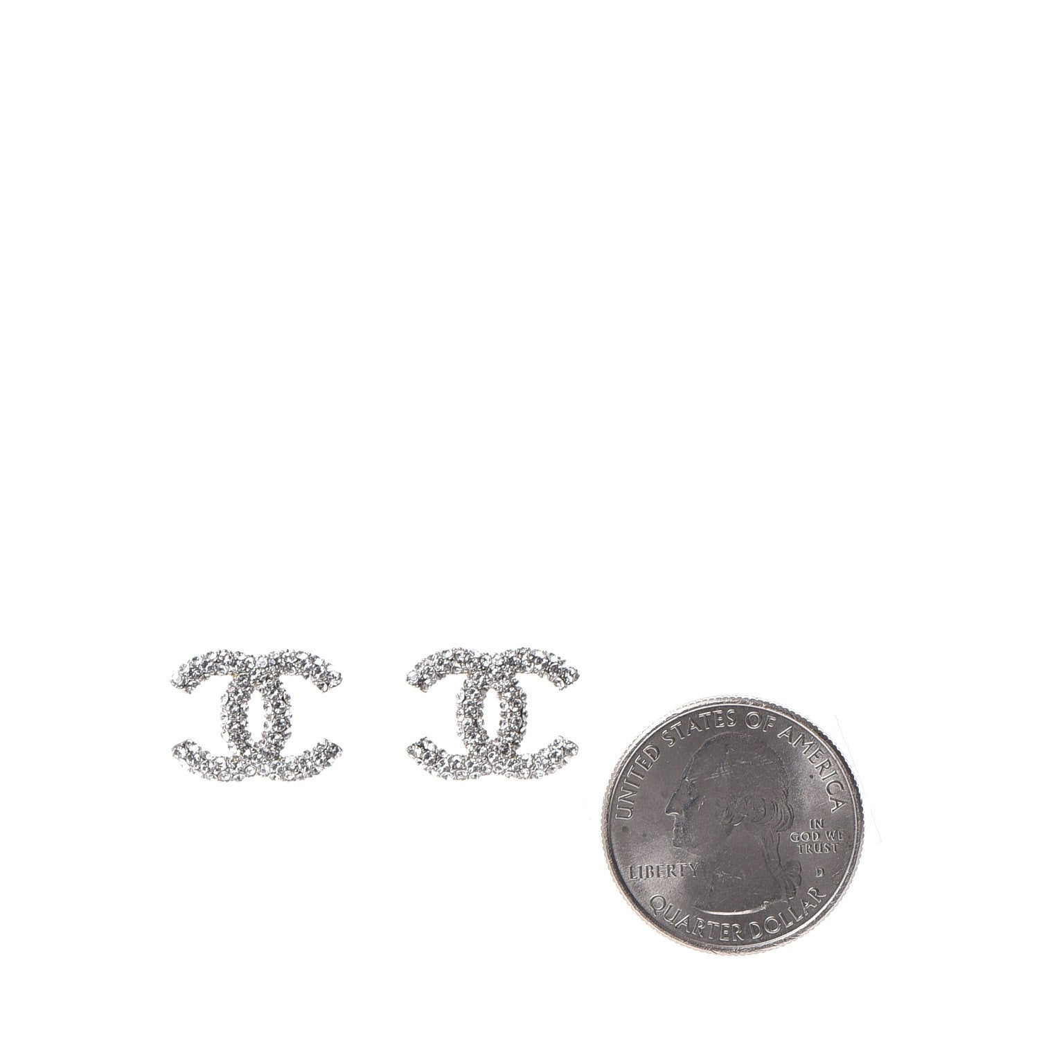 Chanel Crystal CC Earrings Silver 2 of 5