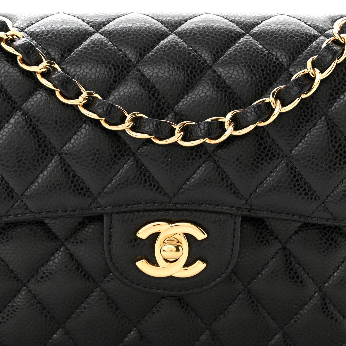 Caviar Quilted Small Double Flap Black